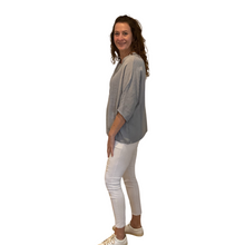 Load image into Gallery viewer, Plain Light grey cotton round neck top for women. (A162)
