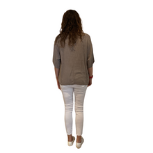 Load image into Gallery viewer, Plain Mocha cotton round neck top for women. (A162)
