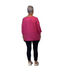 Load image into Gallery viewer, Plain Fuchsia pink cotton round neck top for women. (A162)
