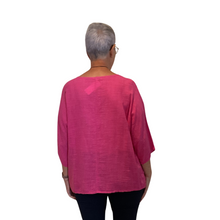 Load image into Gallery viewer, Plain Fuchsia pink cotton round neck top for women. (A162)
