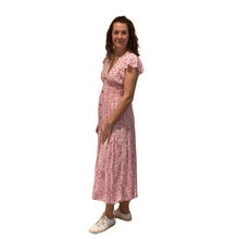 Load image into Gallery viewer, Ladies Pink V neck button front floral dress (A169)
