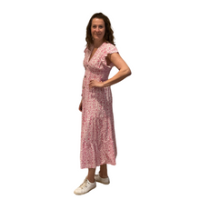 Load image into Gallery viewer, Ladies Pink V neck button front floral dress (A169)
