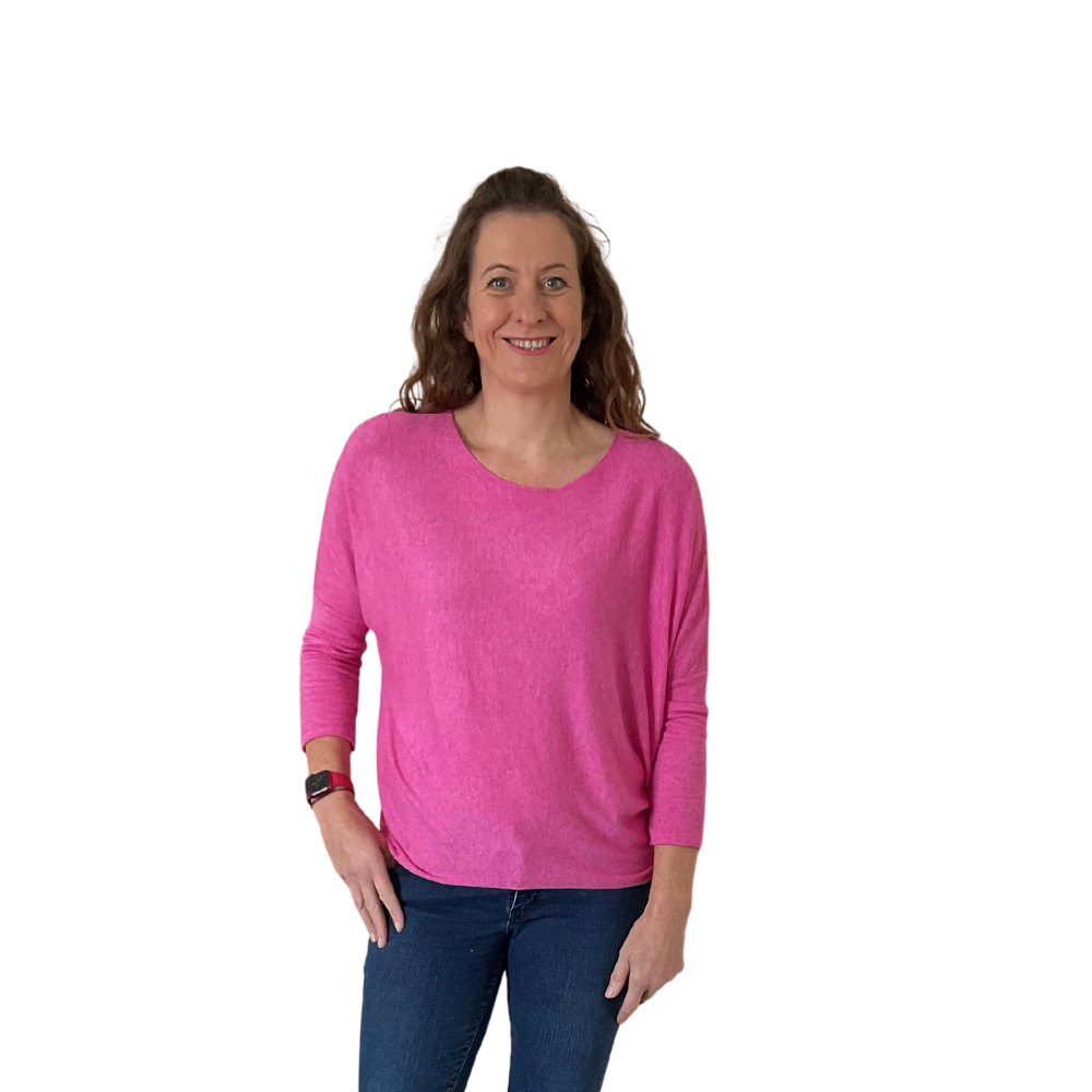 Ladies Plain Fuchsia Pink round neck Jumper (A170)