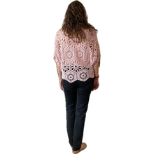 Load image into Gallery viewer, Pink Big Daisy crochet top with undervest.
