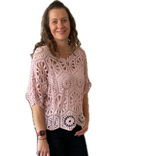 Load image into Gallery viewer, Pink Big Daisy crochet top with undervest.
