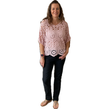 Load image into Gallery viewer, Pink Big Daisy crochet top with undervest.
