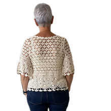 Load image into Gallery viewer, Cream Diamond crochet top with undervest.
