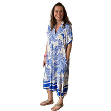Load image into Gallery viewer, Royal blue animal design floaty dress with pockets (A172)
