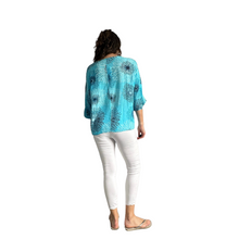 Load image into Gallery viewer, Turquoise Blue firework cotton top for women. (A158)
