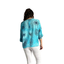 Load image into Gallery viewer, Turquoise Blue firework cotton top for women. (A158)
