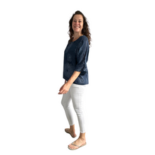 Load image into Gallery viewer, Navy firework cotton top for women. (A158)
