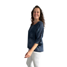 Load image into Gallery viewer, Navy firework cotton top for women. (A158)
