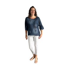 Load image into Gallery viewer, Navy firework cotton top for women. (A158)
