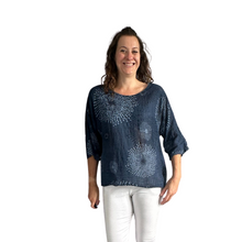 Load image into Gallery viewer, Navy firework cotton top for women. (A158)
