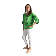 Load image into Gallery viewer, Bright green firework cotton top for women. (A158)
