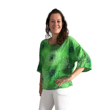 Load image into Gallery viewer, Bright green firework cotton top for women. (A158)
