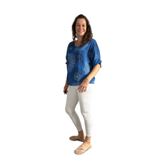 Load image into Gallery viewer, Royal blue firework cotton top for women. (A158)
