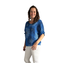 Load image into Gallery viewer, Royal blue firework cotton top for women. (A158)
