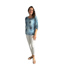 Load image into Gallery viewer, Light blue firework cotton top for women. (A158)

