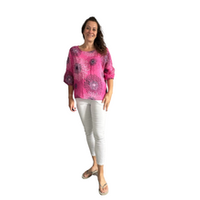 Load image into Gallery viewer, Fuchsia pink firework cotton top for women. (A158)
