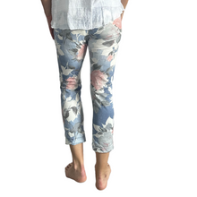 Load image into Gallery viewer, Light Denim rose printed Italian Joggers for casual, everyday wear.
