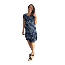 Load image into Gallery viewer, Navy Dandelion stretchy dress with cap sleeves for women  (A160)
