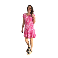 Load image into Gallery viewer, Fuchsia pink Dandelion stretchy dress with cap sleeves for women  (A160)
