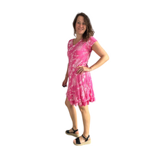 Load image into Gallery viewer, Fuchsia pink Dandelion stretchy dress with cap sleeves for women  (A160)
