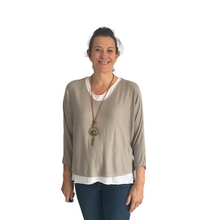 Load image into Gallery viewer, women’s beige layered top with necklace. (A91)
