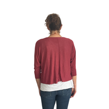 Load image into Gallery viewer, Ladies 2 Piece Layer Plain Top with Necklace with 3/4 Sleeves (A91) - Made in Italy (Raspberry)
