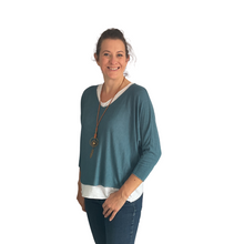 Load image into Gallery viewer, Ladies Teal 2 Piece Layer Plain Top with Necklace with 3/4 Sleeves (A91)
