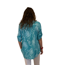 Load image into Gallery viewer, Ladies Teal dandelion print shirt (A127)
