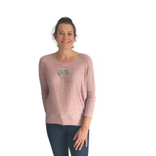 Load image into Gallery viewer, Baby Pink Heart balloon soft knit top for women. (A156)
