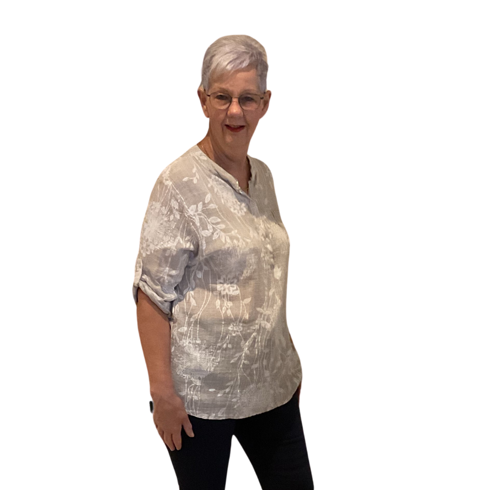 Ladies Beige dandelion print shirt (A127)