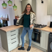 Load image into Gallery viewer, Khaki Green Animal print Colour Padded Jacket – Waist Length | One Size (UK 12–16) | Lightweight Warm Outerwear | Pamper Yourself -A178
