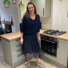 Load image into Gallery viewer, Navy Blue Two Piece Dress &amp; Jumper Set – One Size (UK 12–18) | Knit Jumper &amp; Sleeveless Dress | Wear Together or Separately | Pamper Yourself Now A180
