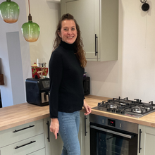 Load image into Gallery viewer, Black Ruffle Neck Polo Neck with Frill Sleeves - Elegant Women&#39;s Top for All Occasions A175
