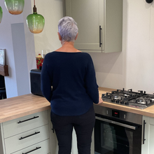 Load image into Gallery viewer, Super Soft Navy Blue Italian Plain Jumper – One Size (12–16)  A176
