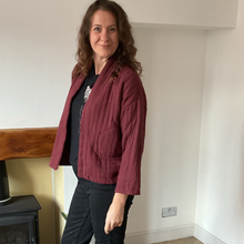 Load image into Gallery viewer, Raspberry Plain Colour Padded Jacket – Waist Length | One Size (UK 10–14) | Lightweight Warm Outerwear | Pamper Yourself -A179
