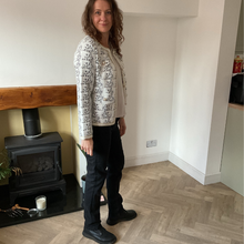 Load image into Gallery viewer, White Tweed Style Pearl Button Jacket  | Waist-Length Elegant Jacket | One Size Fits UK 10–14 | Pamper Yourself now A181
