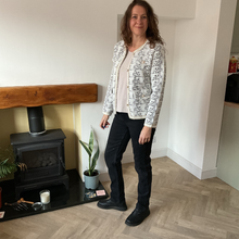 Load image into Gallery viewer, White Tweed Style Pearl Button Jacket  | Waist-Length Elegant Jacket | One Size Fits UK 10–14 | Pamper Yourself now A181
