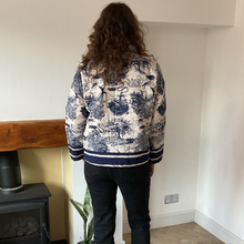 Load image into Gallery viewer, Navy blue Animal print Colour Padded Jacket – Waist Length | One Size (UK 12–16) | Lightweight Warm Outerwear | Pamper Yourself -A178
