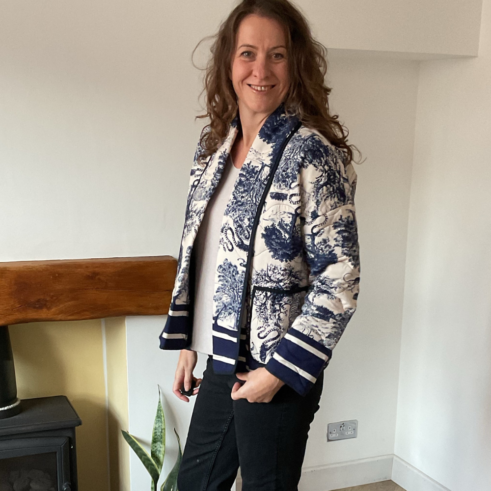Navy blue Animal print Colour Padded Jacket – Waist Length | One Size (UK 12–16) | Lightweight Warm Outerwear | Pamper Yourself -A178
