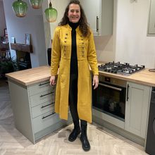 Load image into Gallery viewer, Mustard Long Military Jacket with  Pockets -Very stylish jacket

