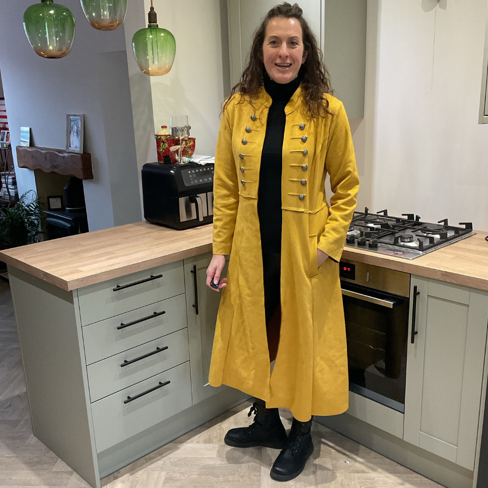 Mustard Long Military Jacket with  Pockets -Very stylish jacket