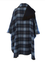 Load image into Gallery viewer, Navy blue tartan Reversible cape
