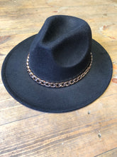 Load image into Gallery viewer, Black Adjustable felt look Fedora hat
