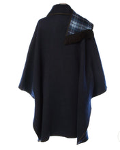 Load image into Gallery viewer, Navy blue tartan Reversible cape for women
