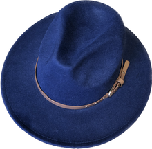 Load image into Gallery viewer, Navy Adjustable felt look Fedora hat

