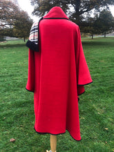 Load image into Gallery viewer, Red reversible cape for women

